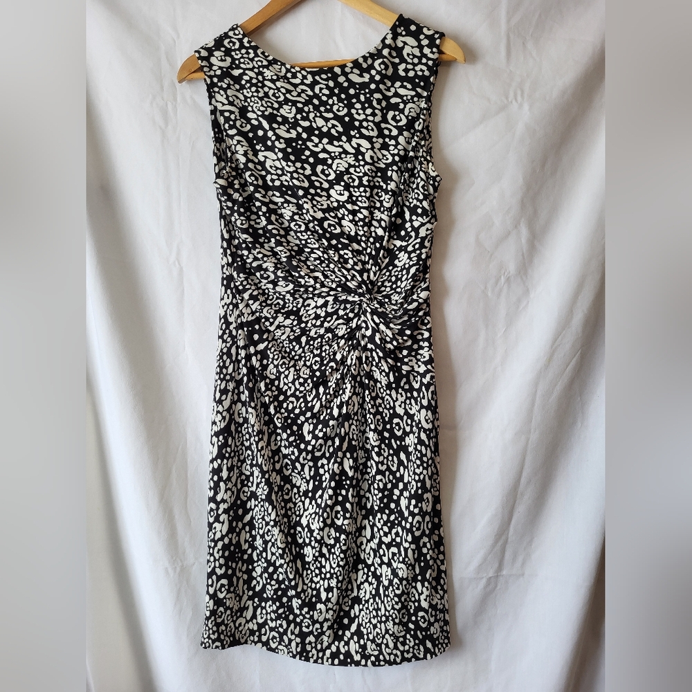 Chaus Black & White Knot-Front Midi Dress